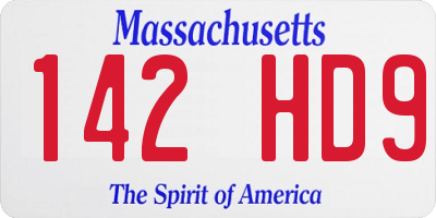 MA license plate 142HD9