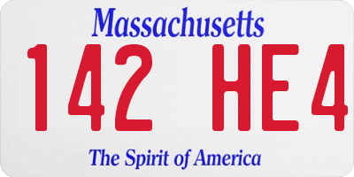 MA license plate 142HE4