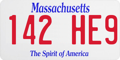 MA license plate 142HE9