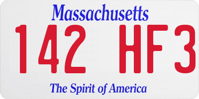 MA license plate 142HF3