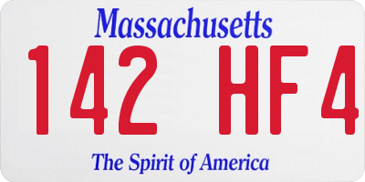 MA license plate 142HF4