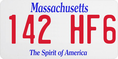MA license plate 142HF6