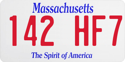 MA license plate 142HF7