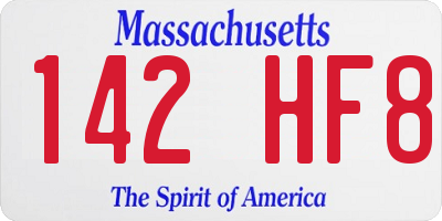 MA license plate 142HF8
