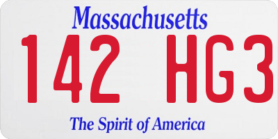 MA license plate 142HG3