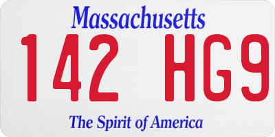MA license plate 142HG9