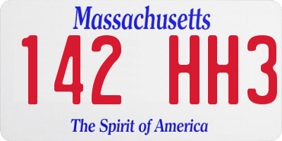 MA license plate 142HH3