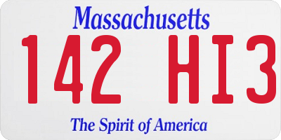 MA license plate 142HI3