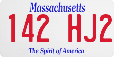 MA license plate 142HJ2