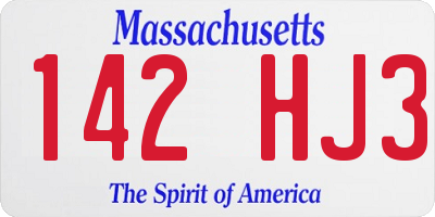 MA license plate 142HJ3