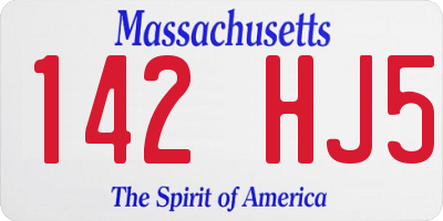 MA license plate 142HJ5