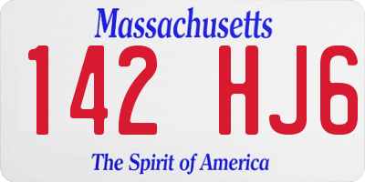 MA license plate 142HJ6