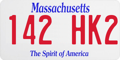 MA license plate 142HK2