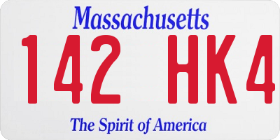 MA license plate 142HK4