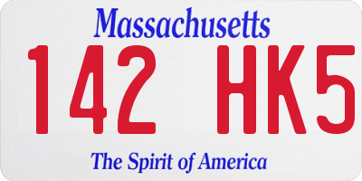 MA license plate 142HK5