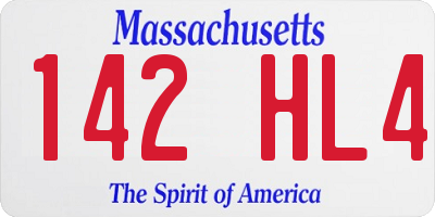 MA license plate 142HL4
