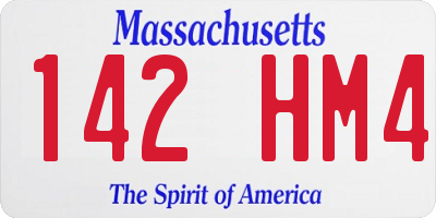 MA license plate 142HM4