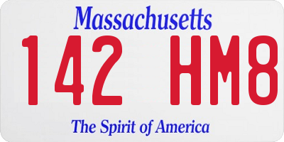 MA license plate 142HM8
