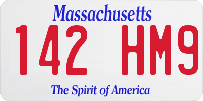 MA license plate 142HM9