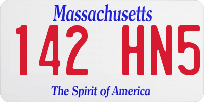 MA license plate 142HN5