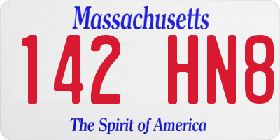 MA license plate 142HN8