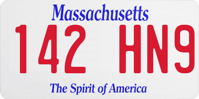 MA license plate 142HN9