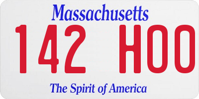 MA license plate 142HO0
