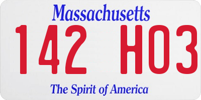 MA license plate 142HO3