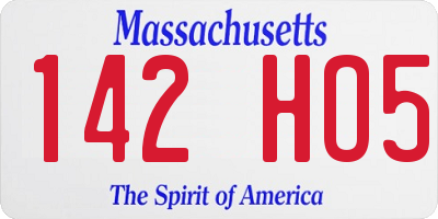 MA license plate 142HO5