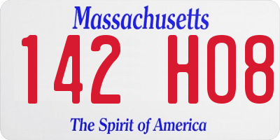 MA license plate 142HO8