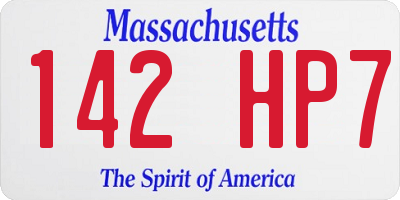 MA license plate 142HP7