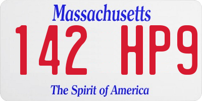 MA license plate 142HP9