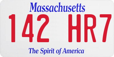 MA license plate 142HR7
