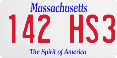 MA license plate 142HS3