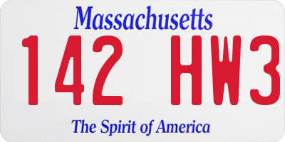 MA license plate 142HW3