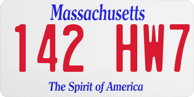 MA license plate 142HW7