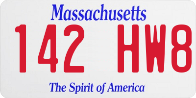MA license plate 142HW8