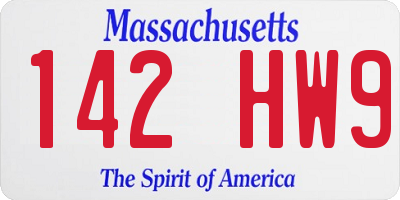 MA license plate 142HW9