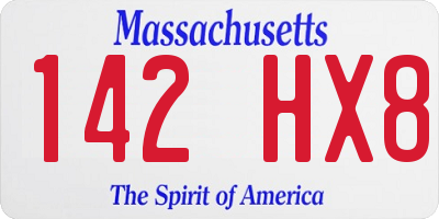 MA license plate 142HX8