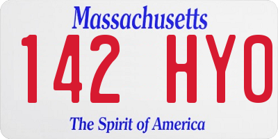 MA license plate 142HY0
