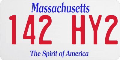 MA license plate 142HY2
