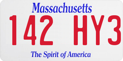 MA license plate 142HY3