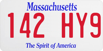 MA license plate 142HY9