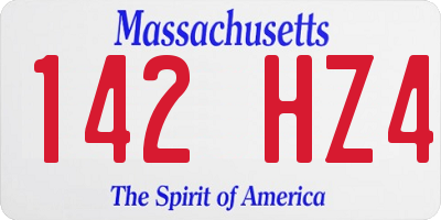 MA license plate 142HZ4