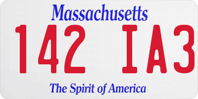 MA license plate 142IA3