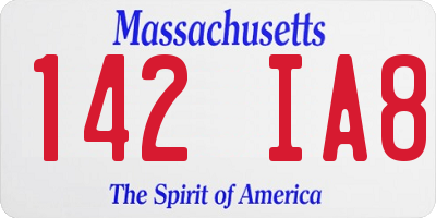 MA license plate 142IA8