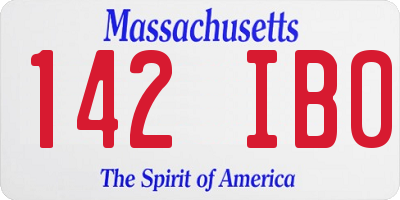 MA license plate 142IB0