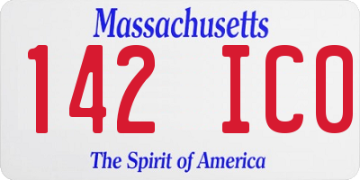 MA license plate 142IC0