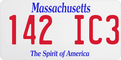 MA license plate 142IC3
