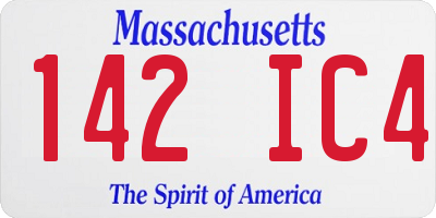 MA license plate 142IC4